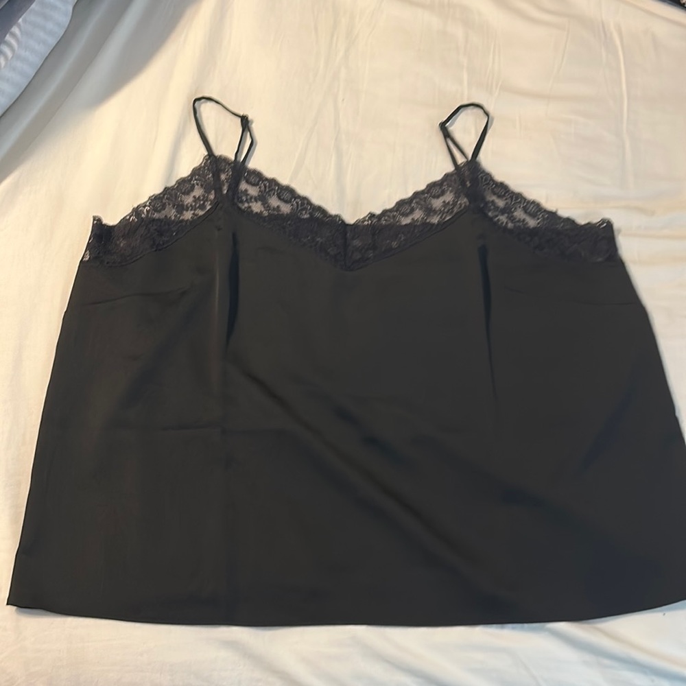 JCrew Black Lace Camisole Tank top Silky Black Top